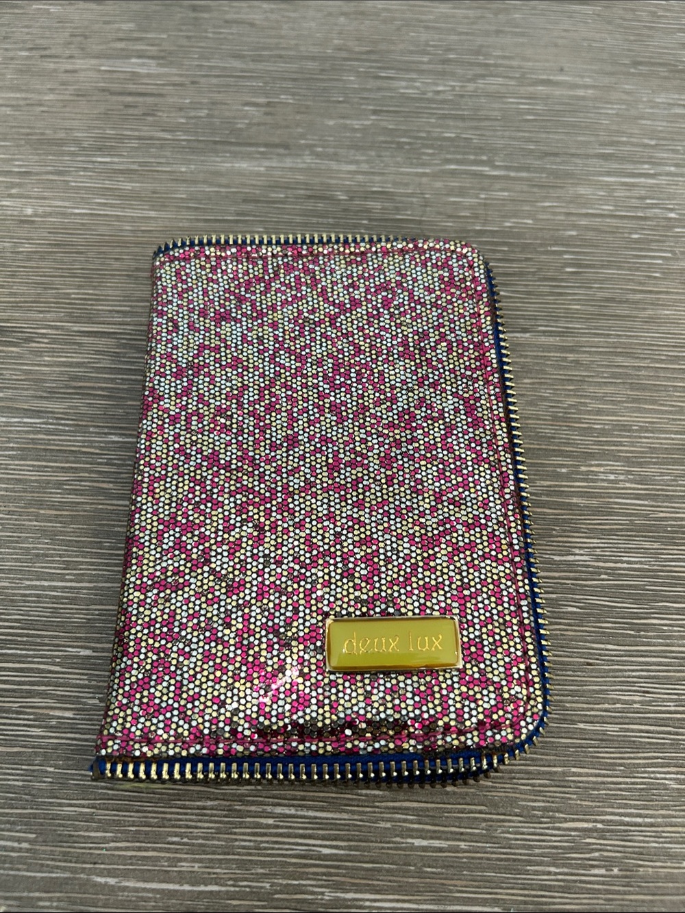 Deux Lux Pink and Gold Glitter Passport Holder